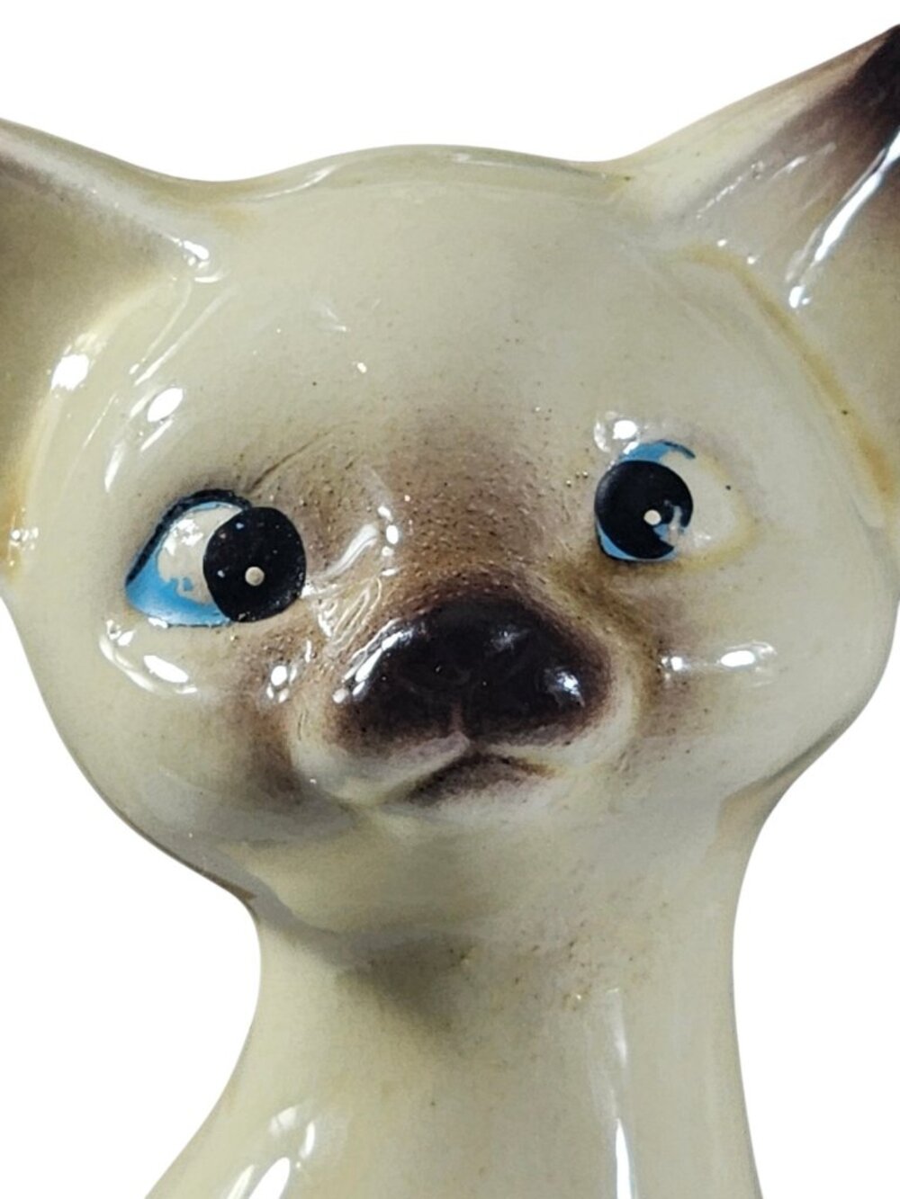 Vintage Cat Figurine Made in Japan 8.5” Tall Cream Siamese Style Ceramic Mid Cen - Picture 2 of 8